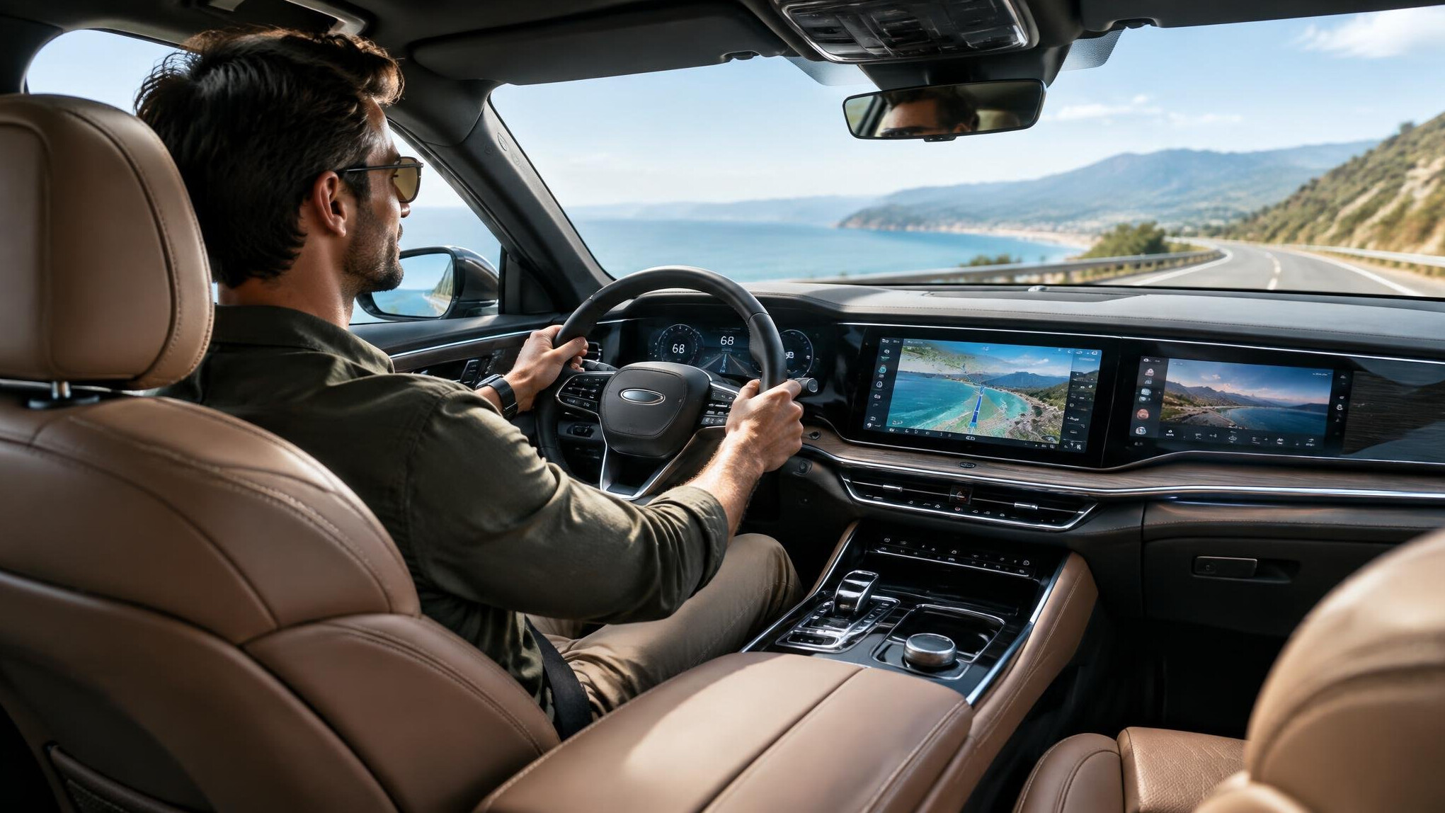 driver using car tech
