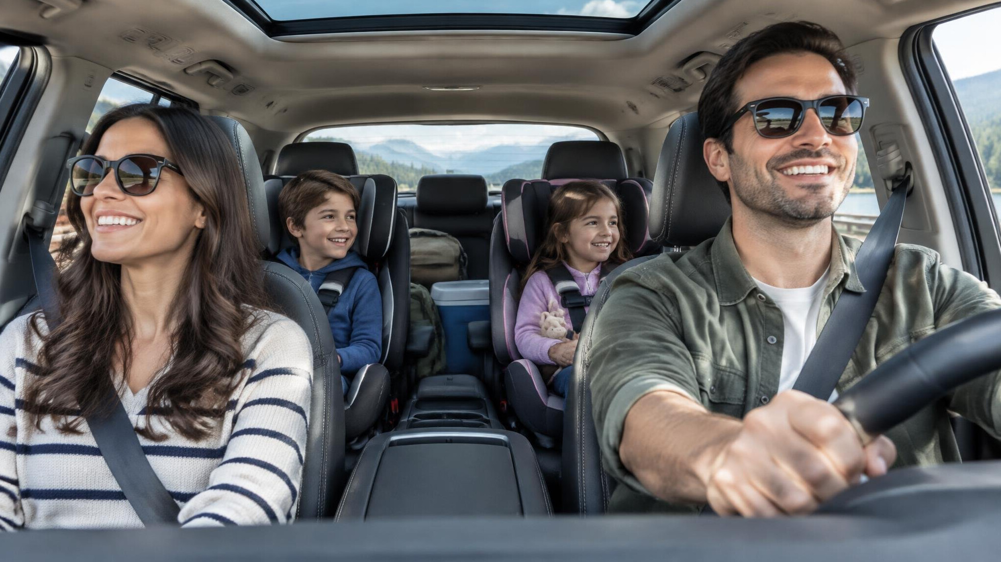parents with kids in car