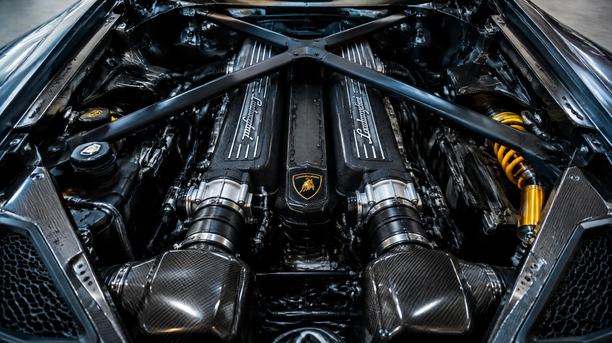 luxury car engine bay